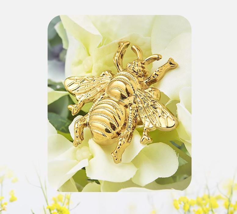 Gold Bee Solid Brass Drawer Knobs Cute Insect Cabinet Handles Kids Room Nursery Nature-Inspired Furniture Decor