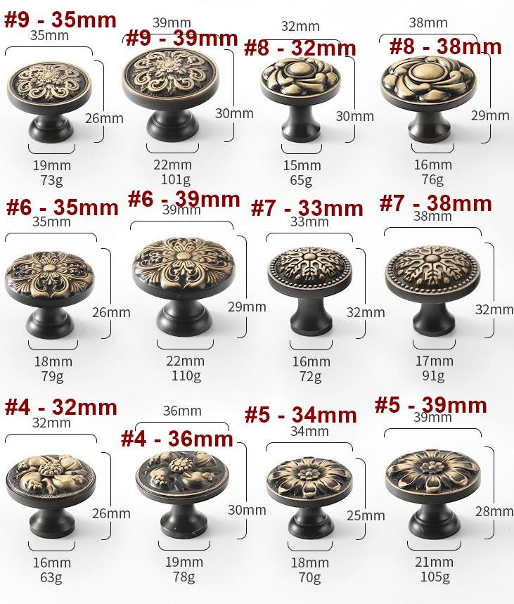 Solid Brass Round Cabinet Pulls & Knobs - Bronze Finish Hardware - #2 - 22mm / 1pc
