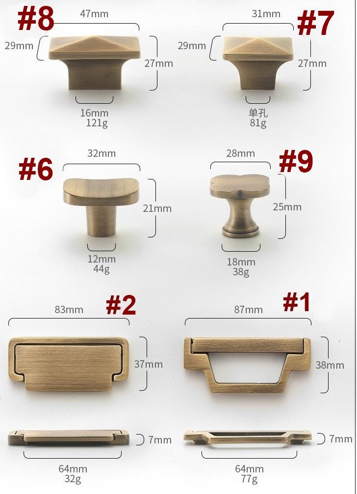 Matte Vintage Drawer Pulls Knobs Aged Solid Brass Modern Minimalist Kitchen Bedroom Cabinet Handles Contemporary Scandinavian Loft Interiors