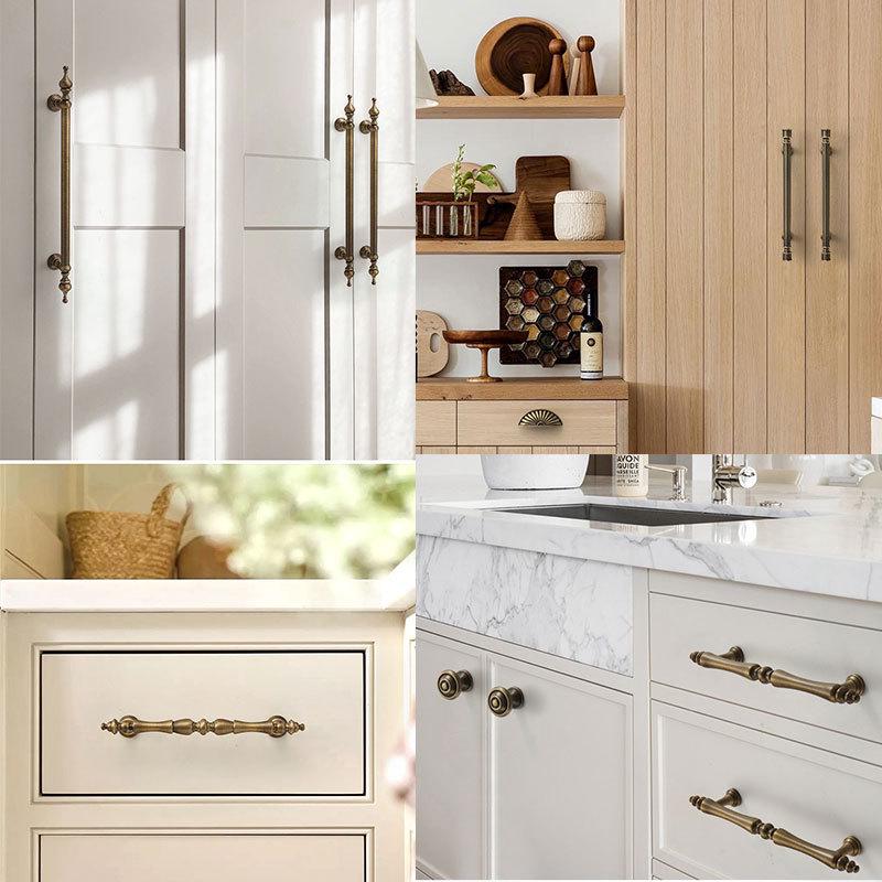 Aged Solid Brass Vintage Cabinet Drawer Pulls Cups Knobs Antique Tone Handles Classic Retro Kitchen Bedroom Dresser Wardrobe Furniture Decor