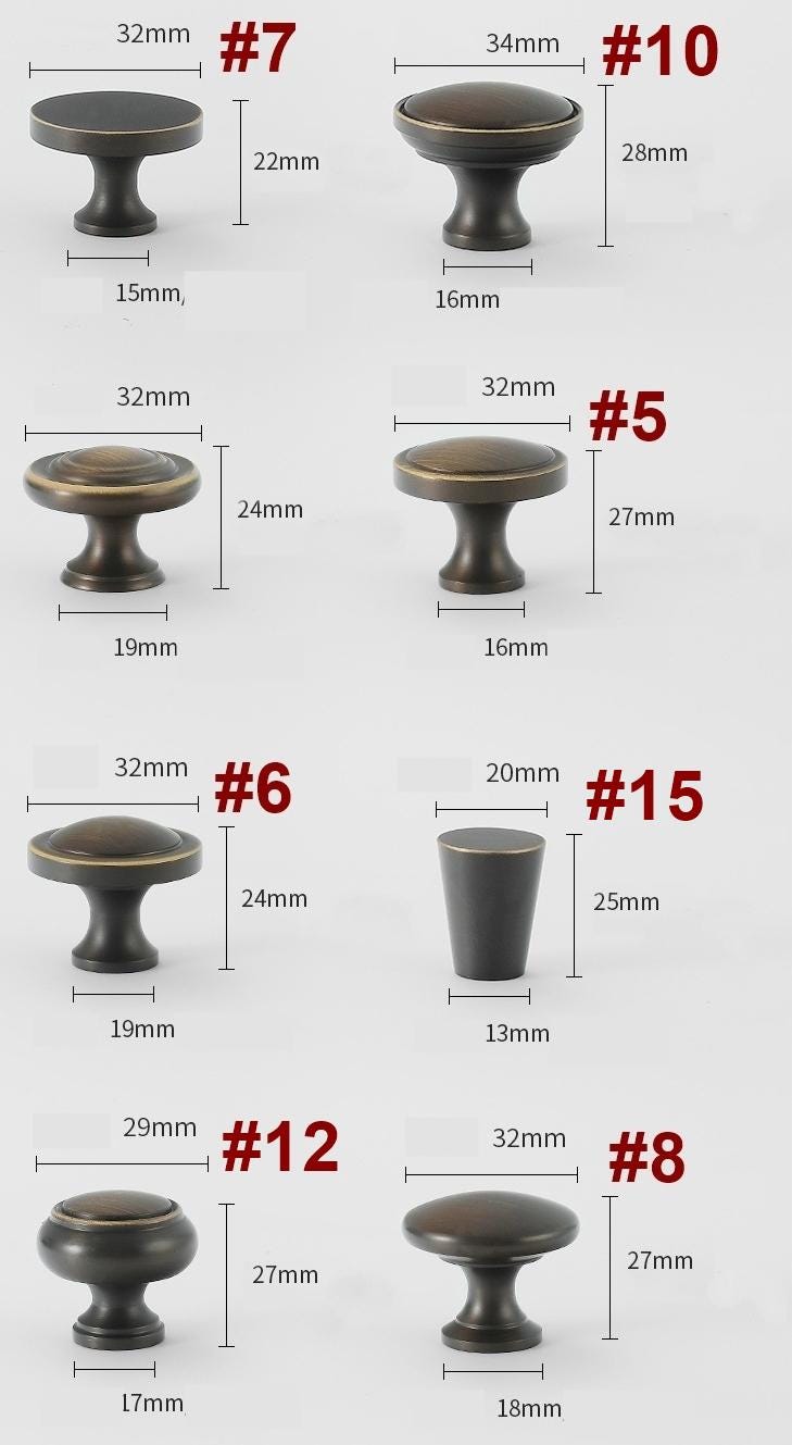 Solid Brass Cabinet Cup Pulls - Dark Bronze Finish for Wardrobes - #3 / 1pc