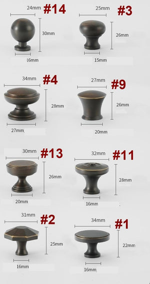 Solid Brass Cabinet Cup Pulls - Dark Bronze Finish for Wardrobes - #2 / 1pc