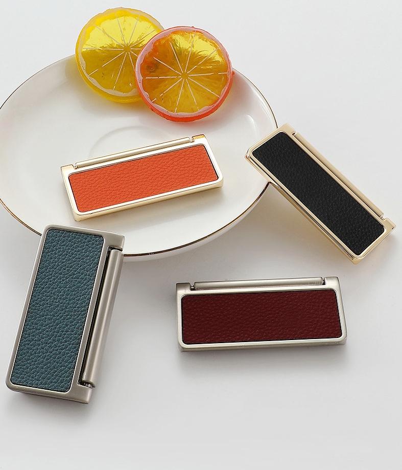 Modern Minimalist Leather & Metal Cabinet Drawer Pulls Gold Geometric Scandinavian Style Knobs Handles Drawers Doors Cupboard Dresser