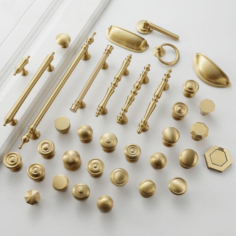 Mid-Century Vintage Drawer Bin Cup Pulls Knobs Solid Brass Classic Industrial Style Gold Cabinet Handles Kitchen Dresser Wardrobe Renovation