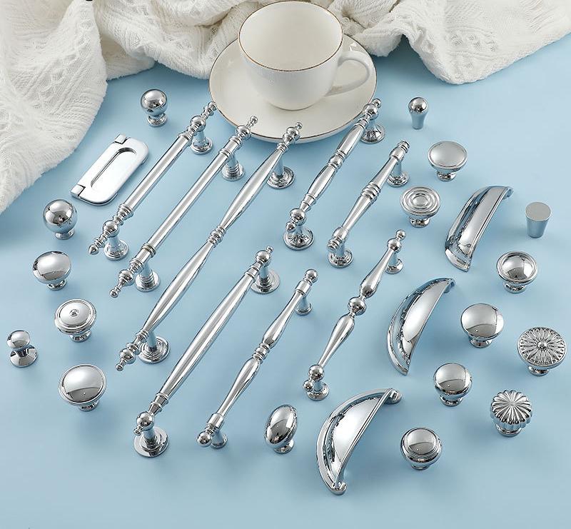 Elegant Vintage Chrome Solid Brass Cabinet Drawer Knobs Bin Cups Pulls Classic Furniture Handles Bathroom Kitchen Bedroom Dresser Wardrobe