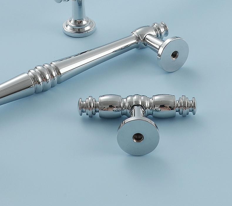 Elegant Vintage Chrome Solid Brass Cabinet Drawer Knobs Bin Cups Pulls Classic Furniture Handles Bathroom Kitchen Bedroom Dresser Wardrobe