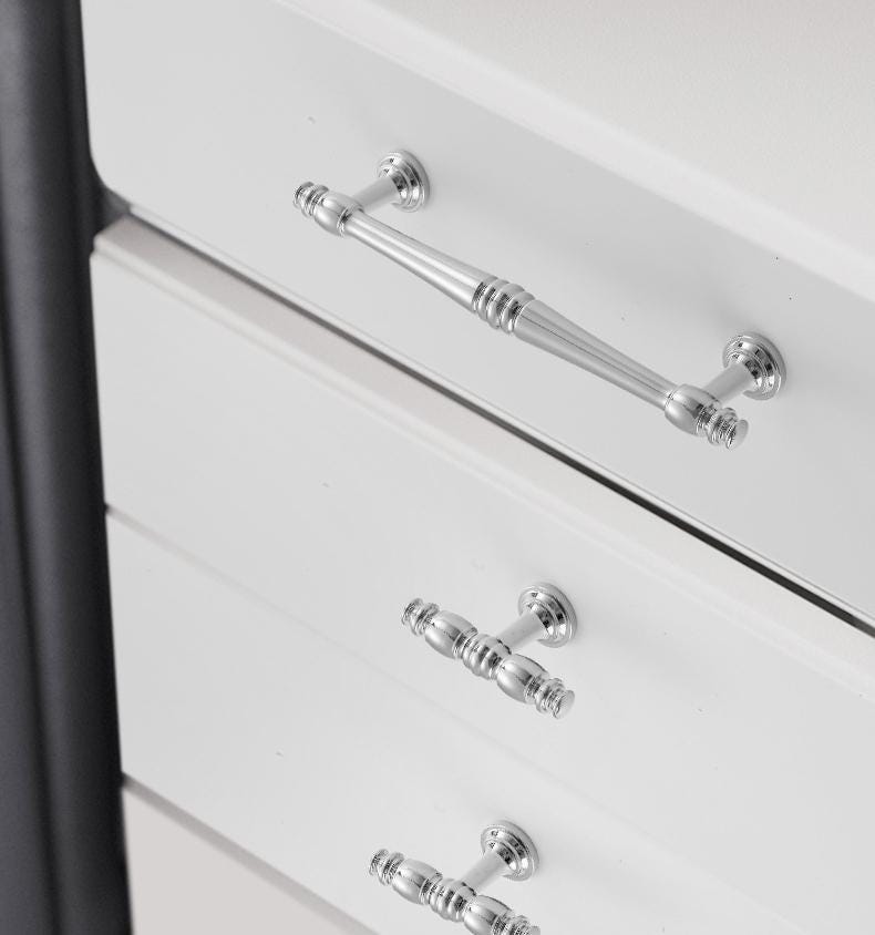 Elegant Vintage Chrome Solid Brass Cabinet Drawer Knobs Bin Cups Pulls Classic Furniture Handles Bathroom Kitchen Bedroom Dresser Wardrobe