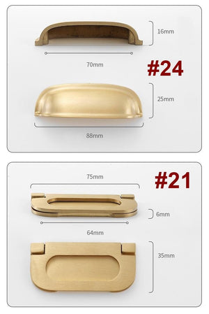 Solid Brass Floral Cabinet Cup Pulls - Gold Finish for Wardrobes - #5 / 1pc