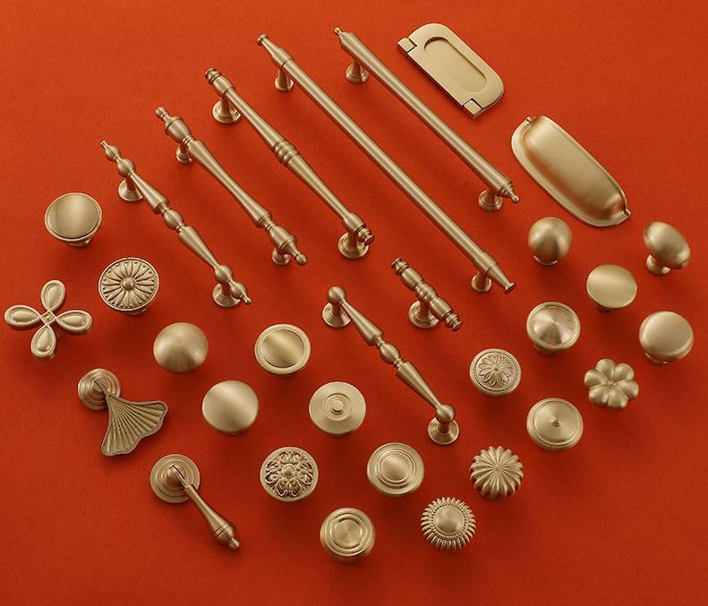 Gold Vintage Cabinet Pulls Bin Cups Knobs Set Satin Solid Brass Handles Decorative Vintage Knobs for Kitchen Drawers Dressers Cabinet Doors