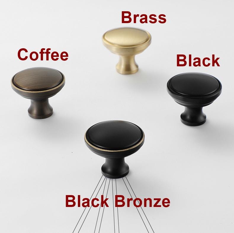 Solid Brass Round Cabinet Cup Pulls - Brushed Gold Finish Hardware - #1 Black Bronze / 1pc