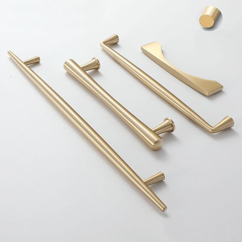 Matte Gold Solid Brass Cabinet Handles Knobs Set Modern Minimalist Scandinavian Drawer Pulls Kitchen Dresser Bathroom Furniture Makeover