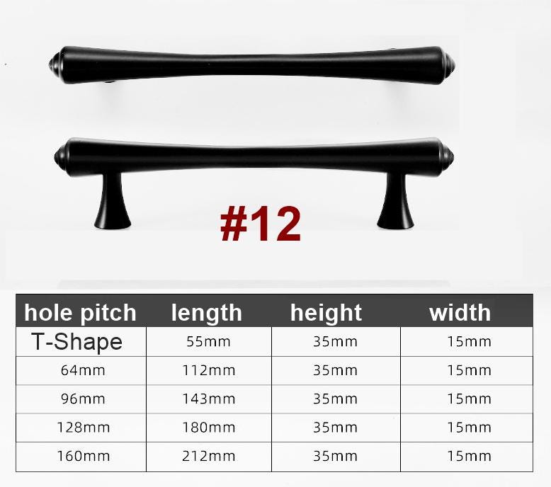 Modern Matte Black Cabinet Handles Knobs Set Minimalist Solid Brass Drawer Pulls for Kitchen Bedroom Wardrobe Furniture Renovation Projects
