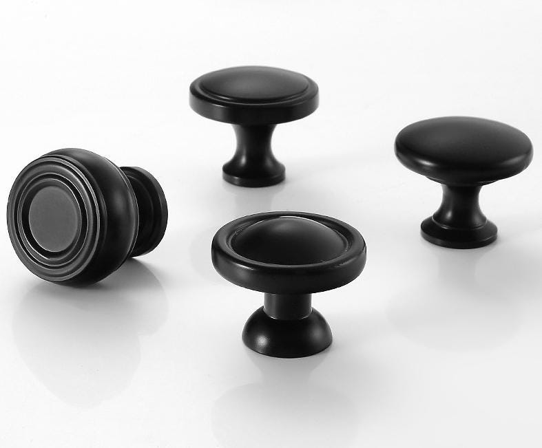 Modern Matte Black Cabinet Handles Knobs Set Minimalist Solid Brass Drawer Pulls for Kitchen Bedroom Wardrobe Furniture Renovation Projects