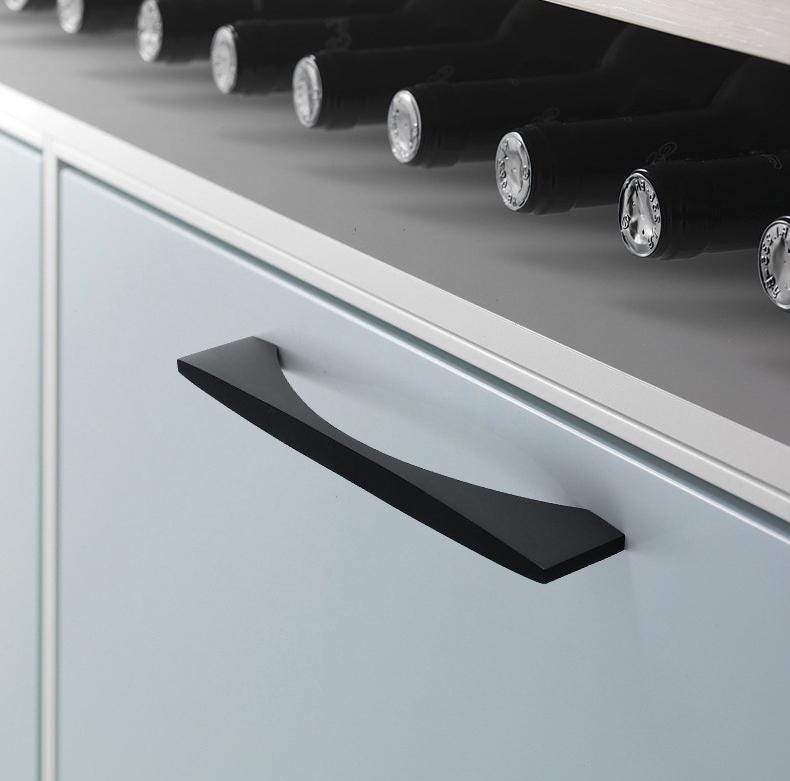 Modern Matte Black Cabinet Handles Knobs Set Minimalist Solid Brass Drawer Pulls for Kitchen Bedroom Wardrobe Furniture Renovation Projects