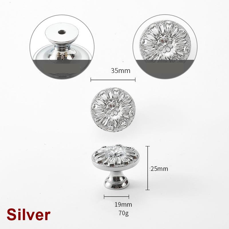 Solid Brass Floral Cabinet Pulls & Knobs - Silver Finish Hardware - Gold / 1pc