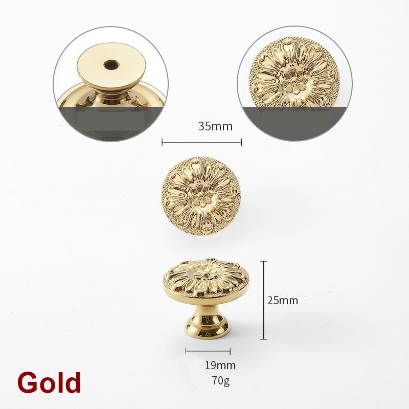Floral Solid Brass Cabinet Knobs Vintage Flower Drawer Pulls Antique Brass Silver Decorative Handles Dresser Wardrobe Closet