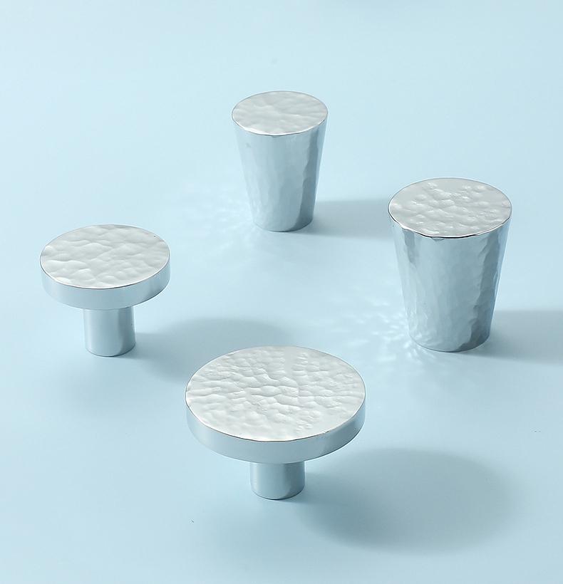 Hammered Chrome Solid Brass Cabinet Knobs Modern Industrial Style Drawer Pulls Kitchen Cabinets Dresser Wardrobe Furniture