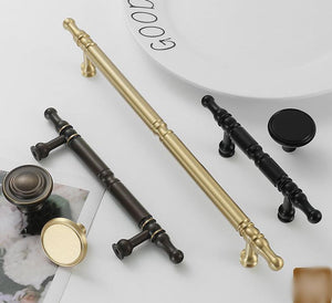 Solid Brass Vintage Cabinet Pulls & Knobs - Black Finish Hardware - #2 Brass / 1pc