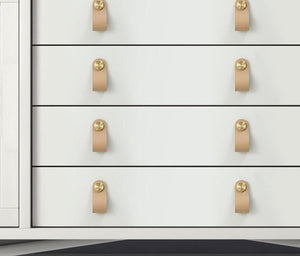 Solid Brass Round Cabinet Pulls & Knobs - Matte Gold Finish Hardware - Beige 128mm / 1pc