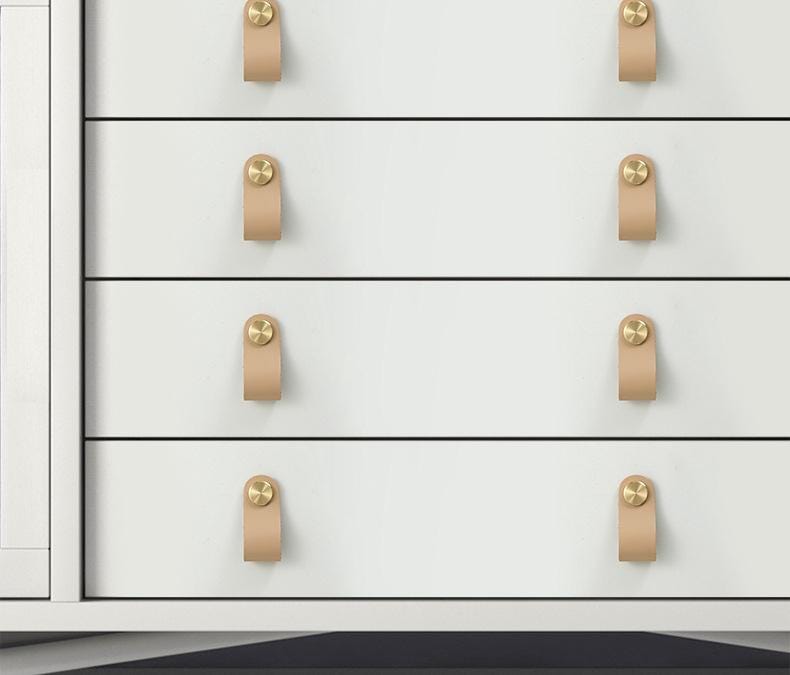 Solid Brass Round Cabinet Pulls & Knobs - Matte Gold Finish Hardware - Beige 128mm / 1pc