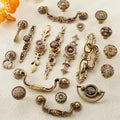 Solid Brass Floral Cabinet Pulls & Knobs - Bronze Finish Hardware - #1 - 24mm / 1pc