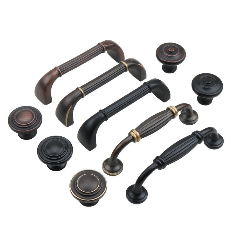 Vintage Cabinet Pulls Knobs Set Bronze Solid Brass Handles Kitchen Bedroom Dresser Rustic Country Farmhouse Classic Style Furniture