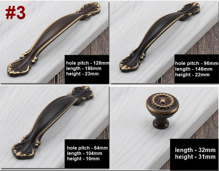Solid Brass Round Cabinet Pulls & Knobs - Antique Bronze Finish - #1 - 128mm / 1pc