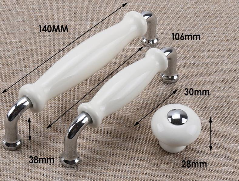 Ceramic & Solid Brass Cabinet Pulls White Vintage Drawer Handles Gold Chrome Accents Classic French Country Style Kitchens Cupboards Drawers