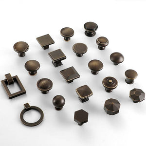 Solid Brass Geometric Cabinet Ring Pulls - Antique Bronze Finish - #5 / 1pc