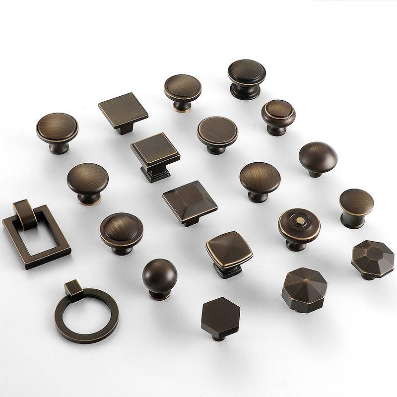 Solid Brass Geometric Cabinet Ring Pulls - Antique Bronze Finish - #5 / 1pc