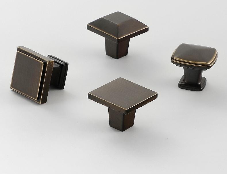 Solid Brass Geometric Cabinet Ring Pulls - Antique Bronze Finish - #9 / 1pc