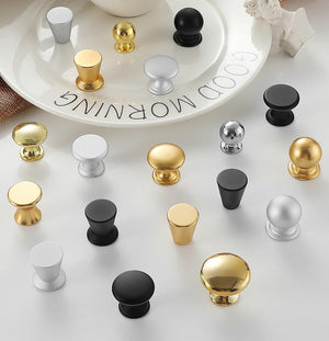 Alloy Round Cabinet Pulls & Knobs - Matte Gold Finish for Cabinets - #2 Gold / 1pc