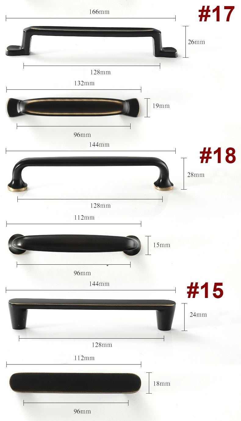 Matte Black Cabinet Knobs Pulls Solid Brass Modern Industrial Drawer Handles with Gold Accents for Kitchen Dresser Closet Office Furniture