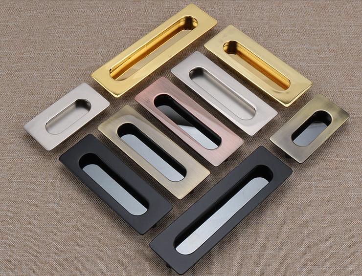 Modern Recessed Cabinet Pulls Metal Minimalist Flush Handles Gold Black Silver Bronze Sliding Doors Drawers Furniture Projects