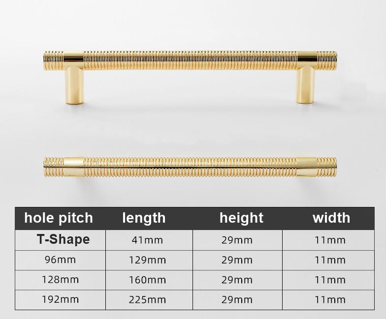 Solid Brass Knurled Cabinet Pulls & Knobs - Black Finish Hardware - Gold - 128mm / 1pc