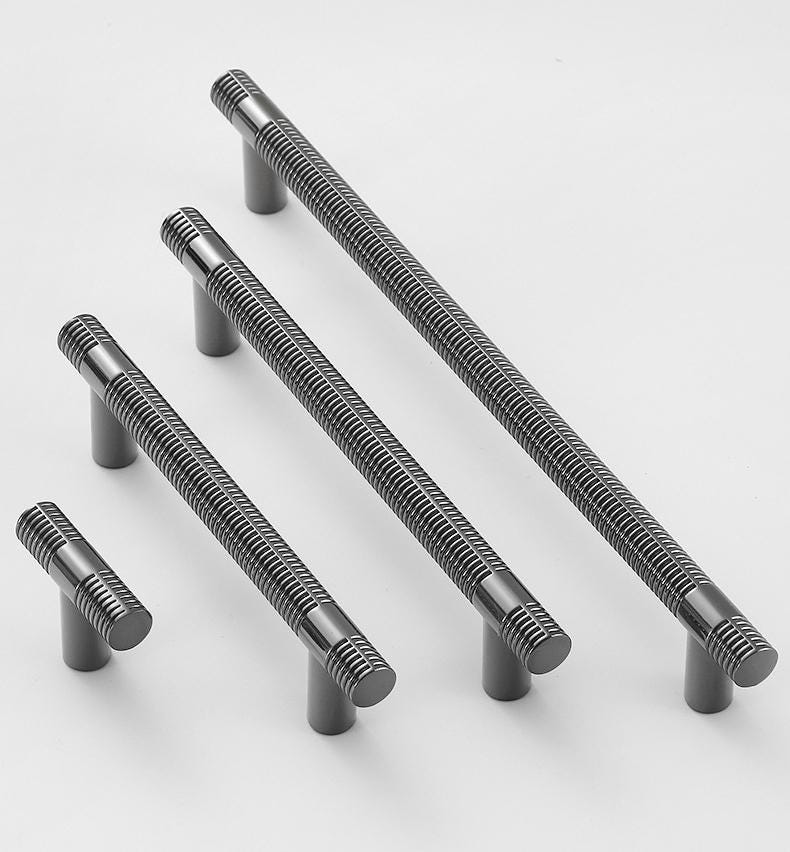 Knurled T Bar Cabinet Solid Brass Pulls Modern Industrial Handles Gold Black Kitchen Dresser Closet Drawers Contemporary Interiors