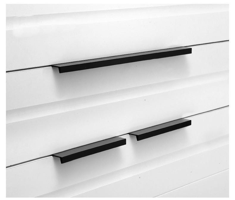 Minimalist Black Edge Pulls Modern Flat Metal Cabinet Handles Kitchen Closet Drawer Furniture Scandinavian Contemporary Style Interior