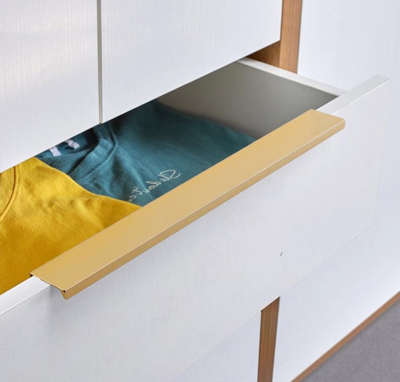 Minimalist Black Edge Pulls Modern Flat Metal Cabinet Handles Kitchen Closet Drawer Furniture Scandinavian Contemporary Style Interior
