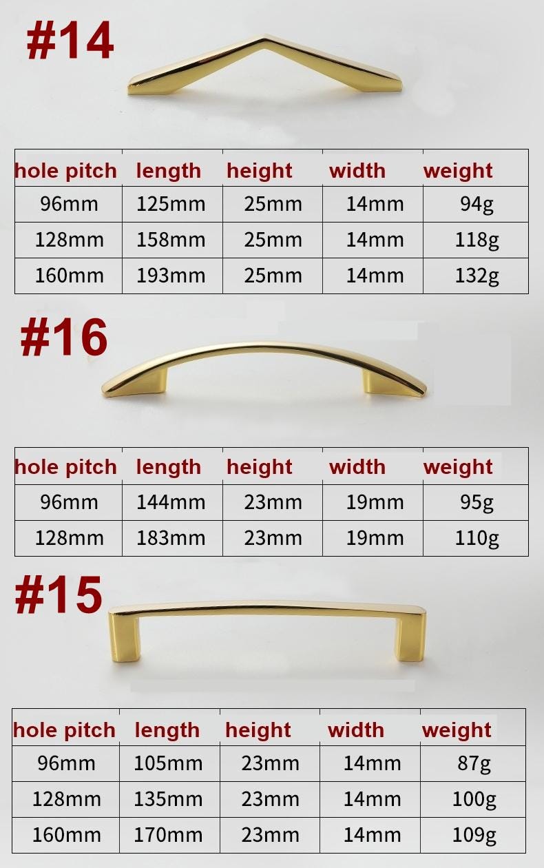 Glossy Gold Solid Brass Cabinet Knobs Pulls Modern Classic Handles Kitchen Closet Dresser Closet Glamorous Furniture Polished Finish