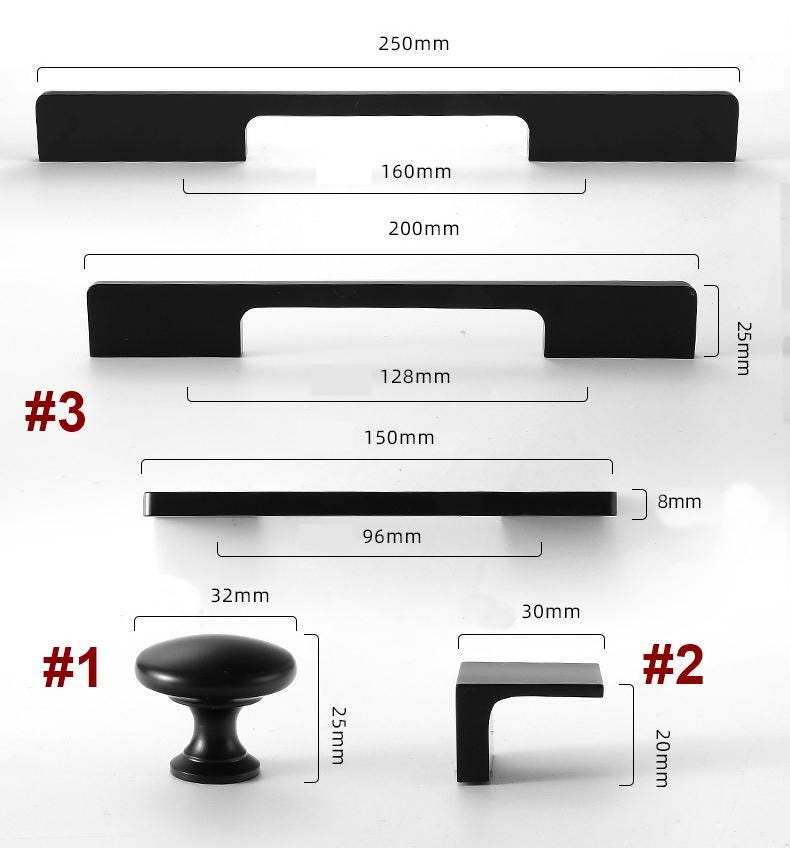 Solid Brass Square Cabinet Pulls & Knobs - Black Finish Hardware - #1 Coffee / 1pc