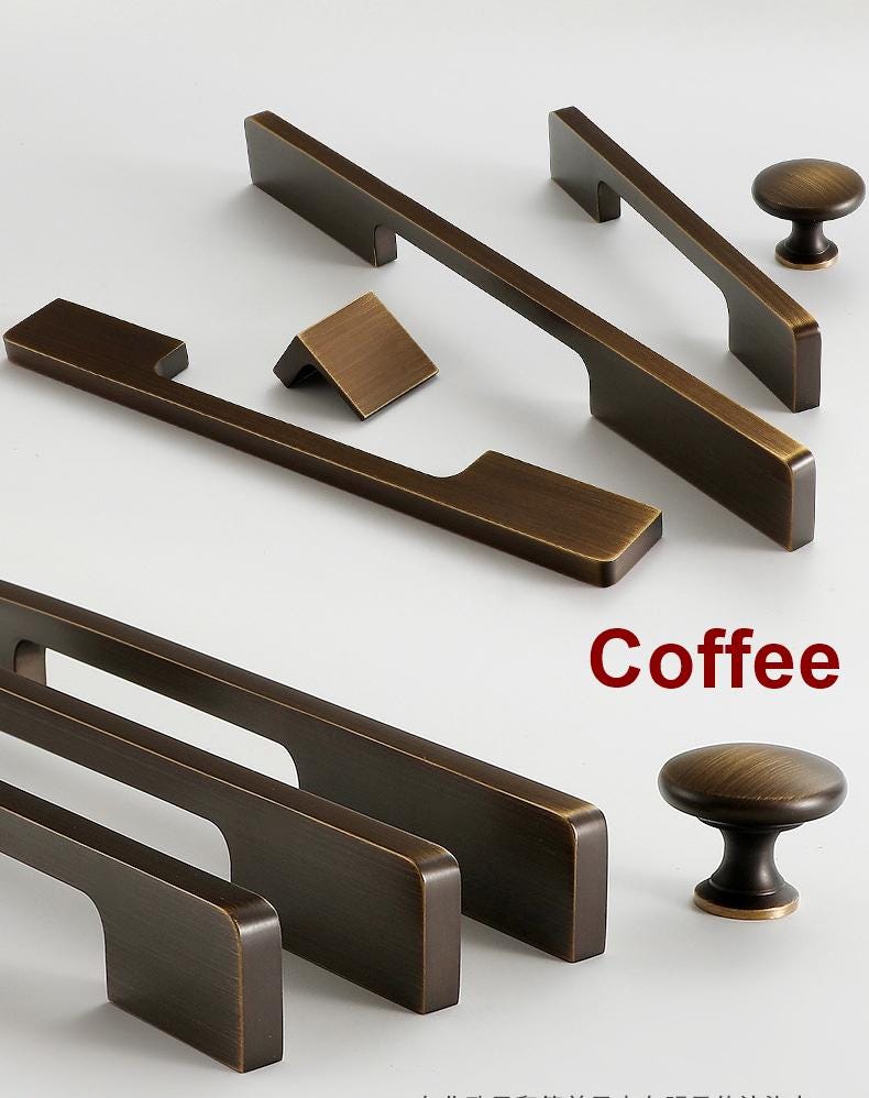 Minimalist Cabinet Solid Brass Knobs Pulls Modern Square Round Handles Black Gold Bronze Kitchen Dresser Closet Drawer Decor