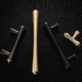 Modern Designer Cabinet Solid Brass Pulls Unique Bronze Gold Black Handles Tapered Silhouette Dresser Closet Kitchen Decor