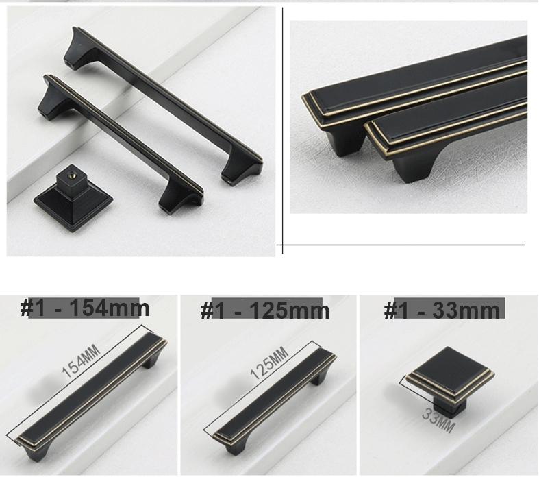 Vintage Black Solid Brass Cabinet Pulls Matte Handles Gold Trim for Kitchen Closet Dresser Modern Classic Industrial Furniture