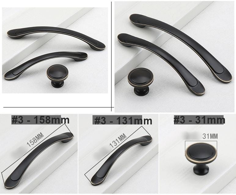 Vintage Black Solid Brass Cabinet Pulls Matte Handles Gold Trim for Kitchen Closet Dresser Modern Classic Industrial Furniture