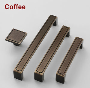 Solid Brass Geometric Cabinet Pulls & Knobs - Antique Bronze Finish - #1 Br.+Black - 128mm / 1pc
