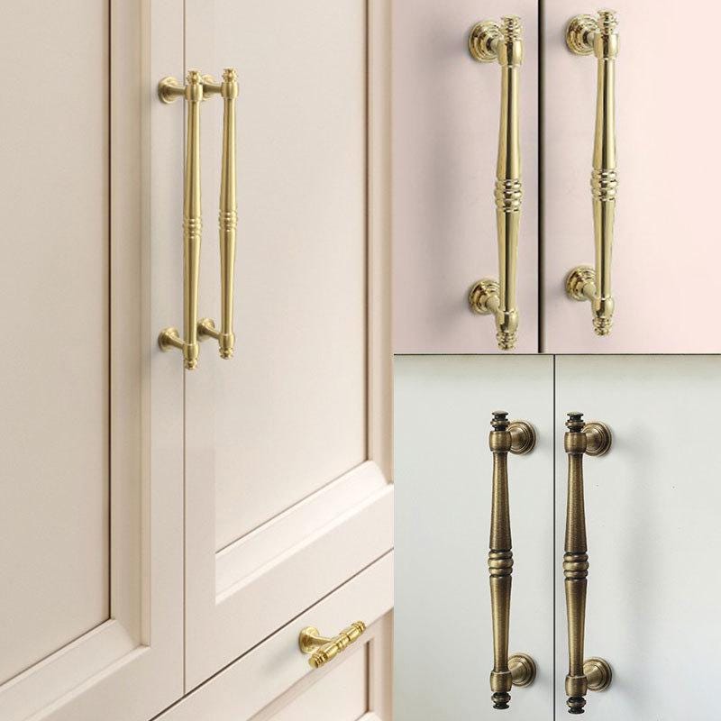 Classic Victorian Solid Brass Cabinet Pull Handles Elegant Gold Chrome Bronze Drawer Knobs Vintage Kitchen Dresser Traditional Furniture