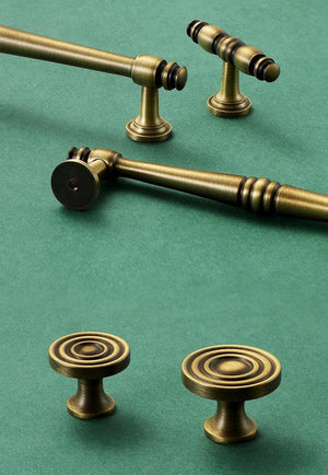 Solid Brass Round Cabinet Pulls & Knobs - Antique Bronze Finish - Silver - 96mm / 1pc