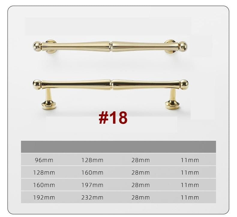 Modern Art Deco Gold Solid Brass Cabinet Knobs Elegant Minimalist Geometric Drawer Pull Handles Kitchen Dresser Wardrobe Bathroom Cabinets