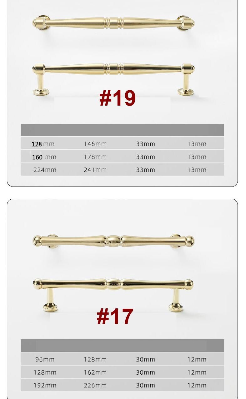 Modern Art Deco Gold Solid Brass Cabinet Knobs Elegant Minimalist Geometric Drawer Pull Handles Kitchen Dresser Wardrobe Bathroom Cabinets
