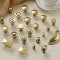 Modern Art Deco Gold Solid Brass Cabinet Knobs Elegant Minimalist Geometric Drawer Pull Handles Kitchen Dresser Wardrobe Bathroom Cabinets